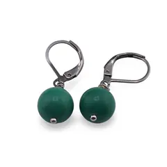 Cercei cu agatatoare Turcoaz verde 10mm
