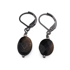 Cercei cu agatatoare Turmalina ovala fatetata 12mm