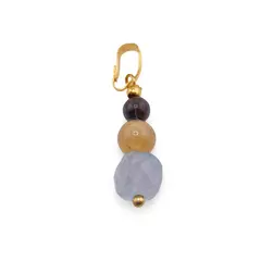 Pandantiv Acvamarin cub fatetat 8mm,  Agat galben sfera 6mm, Granat sfera 4mm