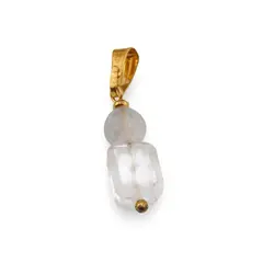 Pandantiv Cristal de stanca fatetat 8mm si Fluorit sfera 6mm