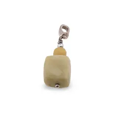 Pandantiv Jad olive cub fatetat 9mm, disc 4mm si argint 925