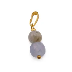 Pandantiv Labradorit sfera 7mm si Acvamarin cub fatetat 8mm