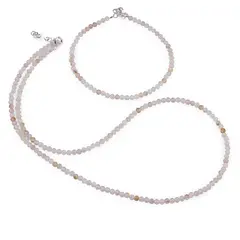 Set bratara si colier Citrin rutilat sfere fatetate, 3mm