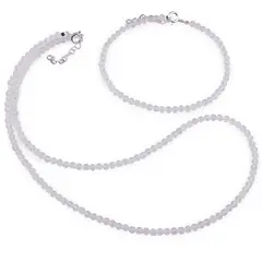 Set bratara si colier Cristal de stanca sfere fatetate, 3mm