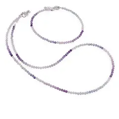 Set bratara si colier Fluorit degrade sfere fatetate, 3mm