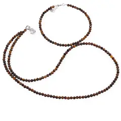 Set bratara si colier Ochi de tigru sfere fatetate 3,5mm