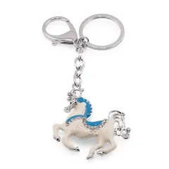 Amuleta breloc Feng Shui din metal Cal cu sa albastra, 2026