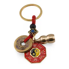 Amuleta breloc feng shui premium din metal Cu Oglinda Ba Gua cu Ying YanG, Wu Lou si Monede, 2026