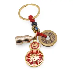 Amuleta breloc feng shui premium din metal cu Wu Lou si Ying Yang si Monede, 2026