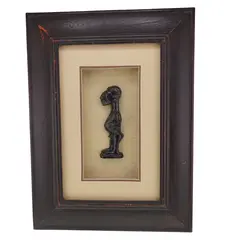 Tablou cu rama din lemn silueta africana din profil, 36cm x 27cm