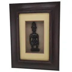 Tablou cu rama din lemn silueta africana razboinic, 36cm x 27cm