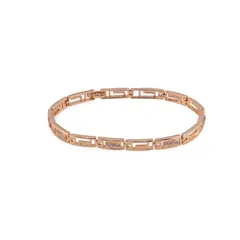 Bratara Cupru placat cu Aur rose 14k, model cu zale geometrice si zirconii