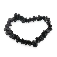 Bratara pe elastic cu pietre chips Obsidian auriu