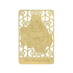 Card feng shui din metal auriu cu Buddha Razand pentru prosperitate, 2026