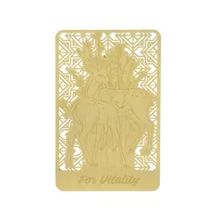 Card feng shui din metal auriu cu cerb vindecator pentru vitalitate, 2026