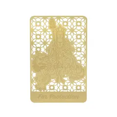 Card feng shui din metal auriu cu Ksiddigarbha pe Chi Lin pentru protectie, 2026