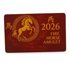 Card feng shui din plastic Calul de foc, amuleta pentru protectie, noroc si  stabilitate, 2026