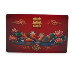 Card feng shui din plastic cu Rate mandarin si Dubla Fericire pentru activarea dragostei, 2026