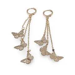 Cercei atarnatori Cupru placat cu Aur galben 14k, cu fluturasi