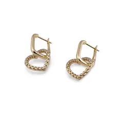 Cercei Cupru placat cu Aur galben 14k, model dreptunghiular cu inima