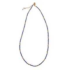 Colier Lapis Lazuli sfere fatetate 2mm, Granat sfere fatetate 2mm si elemente aurii