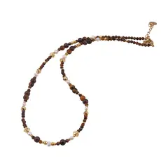 Colier Ochi de tigru 2-4mm, elemente aurii si Perle 3-4mm