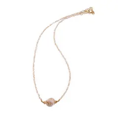 Colier Sidef crem sfere 2-13mm si elemente aurii