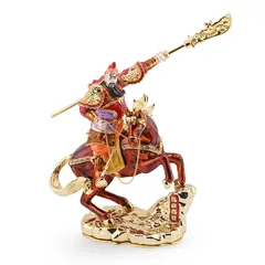 Statueta Premium Feng Shui din metal Kuan Kung Calare, 2026