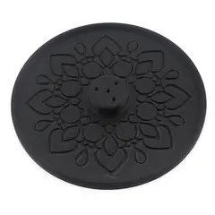 Suport aromaterapie pentru ardere betisoare parfumate gravat cu model mandala - negru