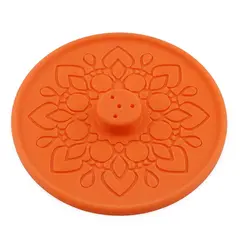 Suport aromaterapie pentru ardere betisoare parfumate gravat cu model mandala - portocaliu