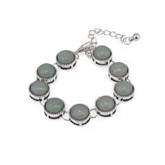 Bratara Aventurin cu montura metal, model rotund impletit