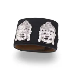 Bratara din piele neagra cu Buddha
