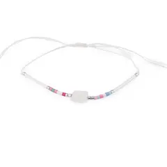 Bratara snur reglabil, Cuart transparent dreptunghiular si elemente colorate