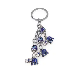 Breloc Feng Shui cu trei elefanti si ochi protectori