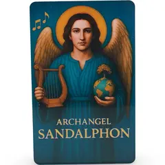 Card feng shui din plastic Arhanghelul SANDALPHON, protectorul rugaciunilor si impantarii