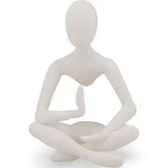 Figurina silueta in postura de meditatie, 12cm - alb