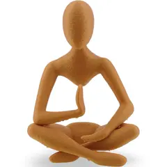 Figurina silueta in postura de meditatie, 12cm - galben inchis