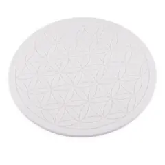 Grila pentru cristale Floarea Vietii gravata, 20cm - alb