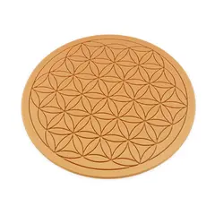 Grila pentru cristale Floarea Vietii gravata, 20cm - galben inchis