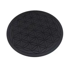 Grila pentru cristale Floarea Vietii gravata, 20cm - negru