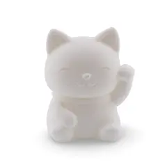 Statueta Feng Shui Pisica Maneki Neko pentru prosperitate - alb