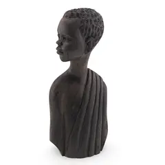 Statuete vintage din lemn, bust baiat tribal - 16cm