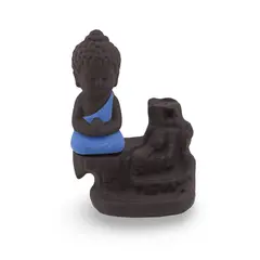 Suport ardere conuri parfumate cascada - backflow, Calugar meditand albastru