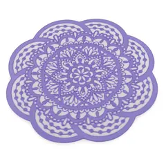 Suport pentru cristale plat in forma de floare cu model mandala - mov