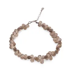 Bratara Cuart fumuriu briolete fatetate picatura 6-8mm si argint 925