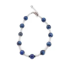 Bratara Kianit sfere 6mm, Piatra lunii sfere fatetate 2mm si argint 925