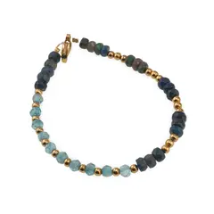 Bratara Opal de foc negru discuri fatetate 4-5mm, Apatit discuri fatetate 4mm si elemente aurii