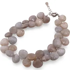 Bratara Piatra lunii gri briolete fatetate 10-12mm si argint 925