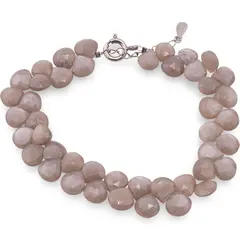 Bratara Piatra lunii gri briolete fatetate 8mm si argint 925