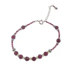 Bratara Rubin fatetat 2-5mm, Peridot cuburi 2mm si argint 925